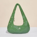 Borsa hobo a mezzaluna verde erba con paillettes metalliche e design moderno elegante - Verde-giallo