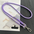 Detail of purple 8mm braided phone lanyard with silver metal buckle and connector pad - 8mm Dual Adjustable / Purple