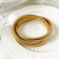 Vintage style golden flexible tubogas snake-shaped double coil metal bracelet - Double Loop Wrap / Width 1.0cm