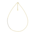 Minimalist S925 sterling silver paperclip necklace with gold plating and fine cubic zirconia - Gold Paperclip + Rhinestone Chain 40CM