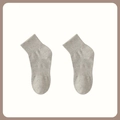 Light gray cotton blend mid-calf athletic socks with ribbed cuffs and marl texture - Double Elastic Crew Socks / Gray