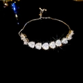 Bracelet en argent avec zircons en forme de cœur et fermoir coulissant réglable sur noir - Style 10# Argent Transparent Cœur