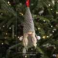 Handmade gray polka dot Christmas gnome ornament hanging on a festive decorated tree - Style H (Grey Polka Dot Hat / Dark Grey Body / 17x10cm)