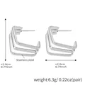 Three-layer square stainless steel twist earrings in silver finish with measurements - Embossed Dotted Three-Layer Style(F448) / Steel