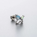 Schmetterling Ohrstecker aus Titanstahl mit blauen Opalflügeln und Zirkonia Akzenten - Irisierender Opal Schmetterling Stil (A34-5#)