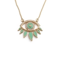 Vergulde Evil Eye hanger ketting met muntgroen emaille en fonkelende zirkonia stenen - Groen