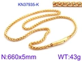 6mm goldene Edelstahl-Halskette mit gewebtem Korbmuster und Zylindersteckverschluss - Goldener Stil (KN37935-K)