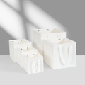 Five sizes of minimalist white square gift bags with matching ribbon handles - 15x15x15cm / White