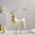 59cm Christmas golden reindeer decoration with vintage finish and white scarf - Gold Standing Short-legged Reindeer (59cm)