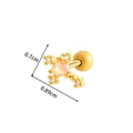 Gold screw back earring with heart opal and zircon studs, measuring 0.7cm by 0.89cm - Cross Heart Style (921-7# Gold)