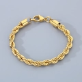 Classic 18K gold-plated stainless steel rope chain bracelet with secure lobster clasp - Width 6mm/Length 18cm / Gold