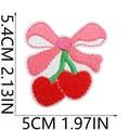Embroidered pink bow patch with red cherry pattern measuring 5.4cm by 5cm for DIY decor - Cherry Bowknot Style