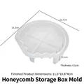 Moule en silicone nid d'abeille pour boîte en résine, forme hexagonale DIY de 13,2 cm - Moule de boîte de rangement rond nid d'abeille