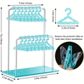 Blue glitter acrylic mini clothes hanger earring display stand with dimensions - Double Layer Glitter Blue