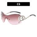Y2K rimless sunglasses with pink gradient lenses and silver snake-shaped rhinestone arms - C6-Tea to Pink Gradient