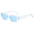 Retro square sunglasses featuring clear transparent frames and sky blue lenses - C09 Transparent Blue