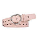 Ceinture rose pour femme avec boucle en cœur et motifs ajourés en forme de cœur - Rose / Longueur 110 Largeur 2.3