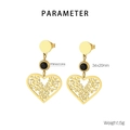 Détail montrant les dimensions et le poids des boucles d'oreilles cœur en or et strass - Style Cœur Creux (KE111081-MW)