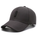 Men's dark grey sport baseball cap with structured crown and textured fabric design - Adjustable / Gray