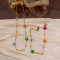 Handmade stainless steel jewelry set with colorful beaded flowers for women - Mixed Color Necklace And Bracelet