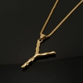 Hip hop 18K gold plated stainless steel necklace featuring branch-style letter Y pendant - Gold Letter Y Pendant