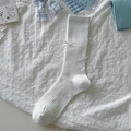 Ballet style white ribbed calf socks with delicate ribbon bows for a sweet feminine look - One Size / Mini Bow White