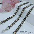 Men's black and gold stainless steel chain necklace, 6mm wide and 55cm long - 6mm*55cm / Gold Black