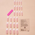 Extra long French tip press-on nails set with pink base, adhesive tabs, and nail file tool - French Long Square Style (XA-32-22)