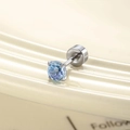 Light blue gradient zircon cartilage stud earring with silver four-prong setting - 4mm Zircon/Flat Disc Backing / Lavender & Blue (Single Piece)