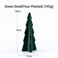 Miniature 19cm dark green flocked ceramic Christmas tree desktop decoration in 4-point design - Small Green Four-pointed (145g)