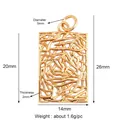 Golden rectangular lace hollow pendant 14x20mm for DIY jewelry making accessories - K74-J Rectangle / 1 Piece / Gold