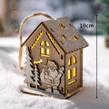 Luminous wooden Christmas tree ornament with warm LED light and Santa Claus carving - Large Cabin Santa Claus