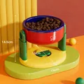 Adjustable pet bowl with suction base in colorful red, blue, and yellow finish - Red and White
