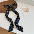 Klassieke zwart-wit gestippelde zijden lint sjaal met een gladde satijnen afwerking - 5cm*130cm Streamer / Zwarte Polkadot