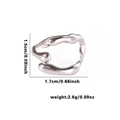 Adjustable silver fluid style ring with melting metal design and organic wave texture - TYR0495 / Silver Irregular Fluid