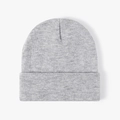 Light grey double-layered thick knitted beanie hat for men and women in plain minimalist style - 4-Seam Light Heather Grey