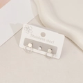 Three-piece stainless steel earring set with silver circles and zircon stud in silver finish - Double Circle Style / Steel