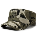 Berretto militare camouflage woodland con ricami tattici e tessuto in tela di cotone - Mimetico