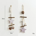 Nordic wooden Christmas ornaments with stars, pine cones and silver bells, 32g variant - Pink Star (Random 1pc)