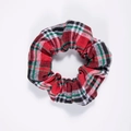 Primer plano de un coletero de tela a cuadros rojos y verdes con textura suave y fina - Estilo #1-Cuadros Rojo Verde Negro