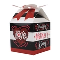 Muttertags-Geschenkbox mit Streifen, Rosenherz und dekorativem 3D-Schmetterlingsverschluss - Rot