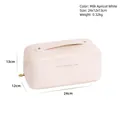 Cream PU leather pillow makeup bag with top handle and gold zipper 24x12x13cm - Milk Apricot White