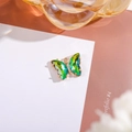 Gradient green butterfly pendant with crystal wings and gold metal plating - Green