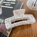 Elegant beige acetate hair claw clip with cross rhinestone embellishment for women - Beige Rectangle 10CM