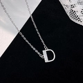 Élégant collier avec pendentif lettre D en argent S925 et cristaux micro-pavés brillants - Argent 925 / Argent (Initiale D)