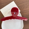 Elegant deep burgundy acetate hair claw clip with golden lettering in French style - 6-Wine Red