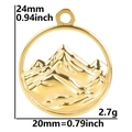 Detailed view of 18K gold mountain pendant with precise size measurements and weight - Gold Color Pendant