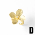 Polished 18k gold plated flower ring with sparkling center stone and open band design - Brushed Flower with Zirconia Style (D)