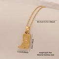 Collier avec pendentif botte de cow-boy dorée en acier inoxydable avec mesures détaillées - Style de Botte de Cowboy à Texture de Cœur Doré (4#)