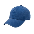 Retro washed dark blue cotton baseball cap with vintage finish and curved brim - Adjustable / Royal Blue
